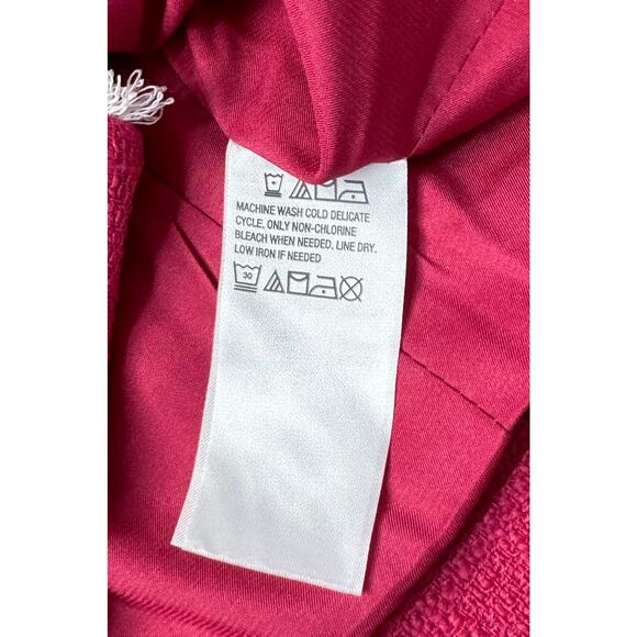 QVC Susan Graver Tweed Shawl Collar Blazer w/ Fray Trim Pink&White NWOT Size 18W - Picture 7 of 10